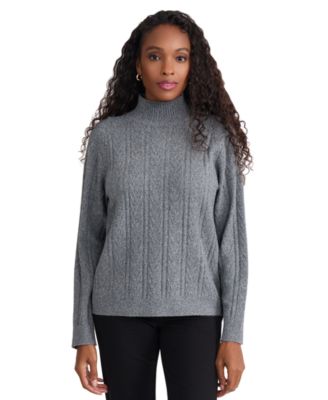 Women's Mock Neck Cable Knit Sweater