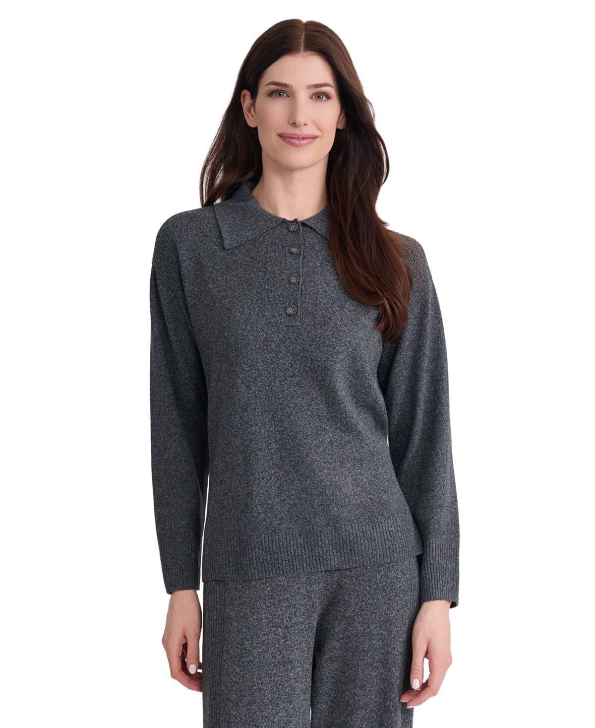 Jones New York Women's Long-Sleeve Polo Pullover Top
