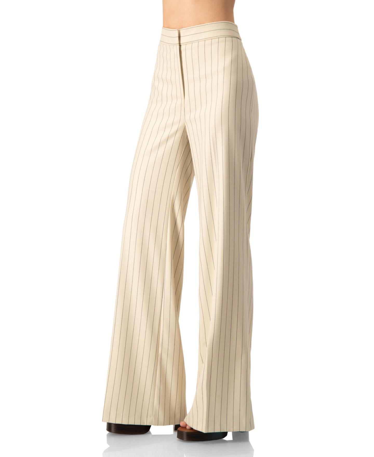 Женские брюки Ivonne Pinstripe Wide-Leg High-Waist, цвет: Бежевый — фото 4