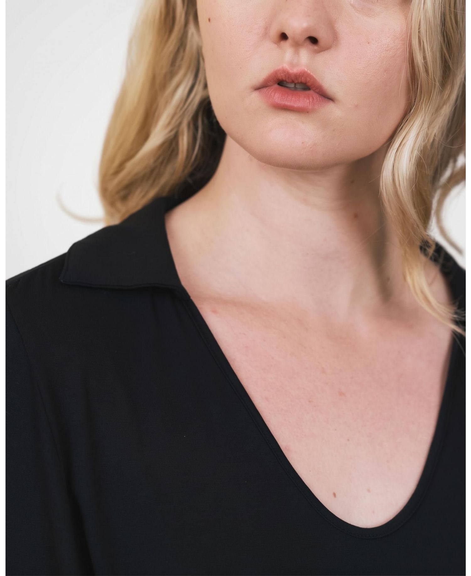 Plus Size Katia Long-Sleeve Collared Liquid Jersey Top