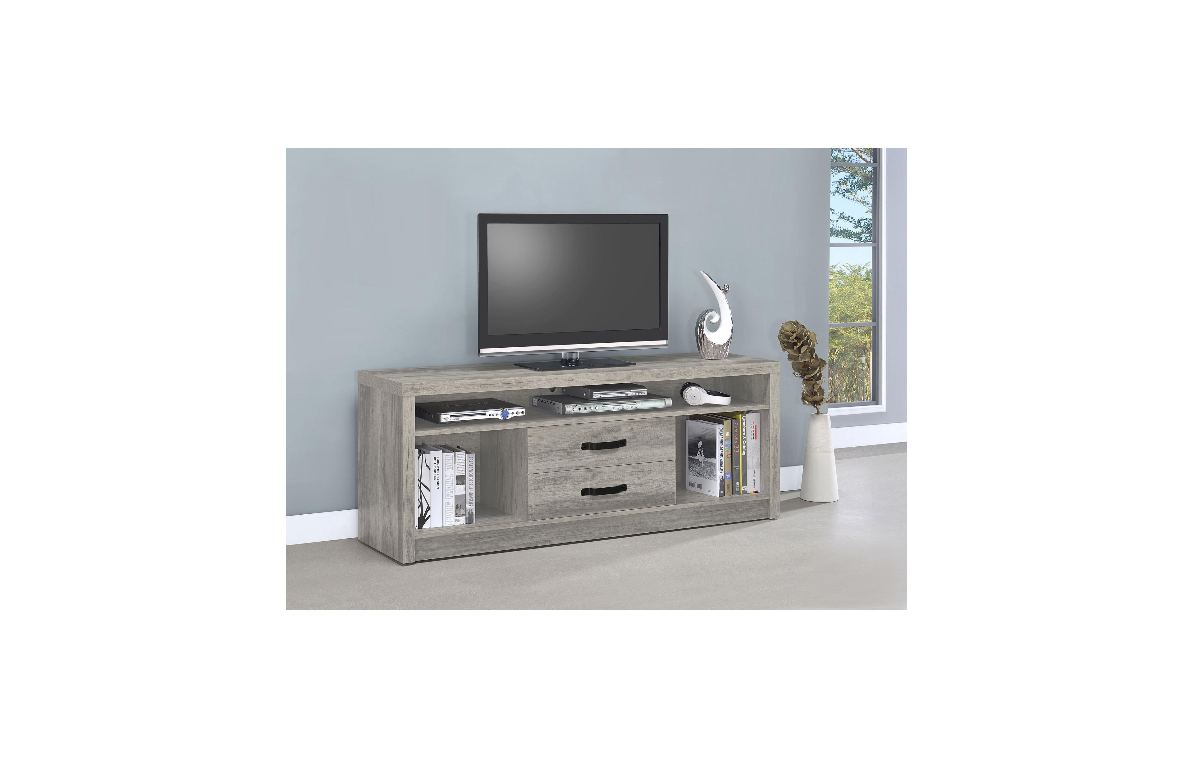Flynama Weathered Driftwood 59-Inch 2-Drawer Tv Stand