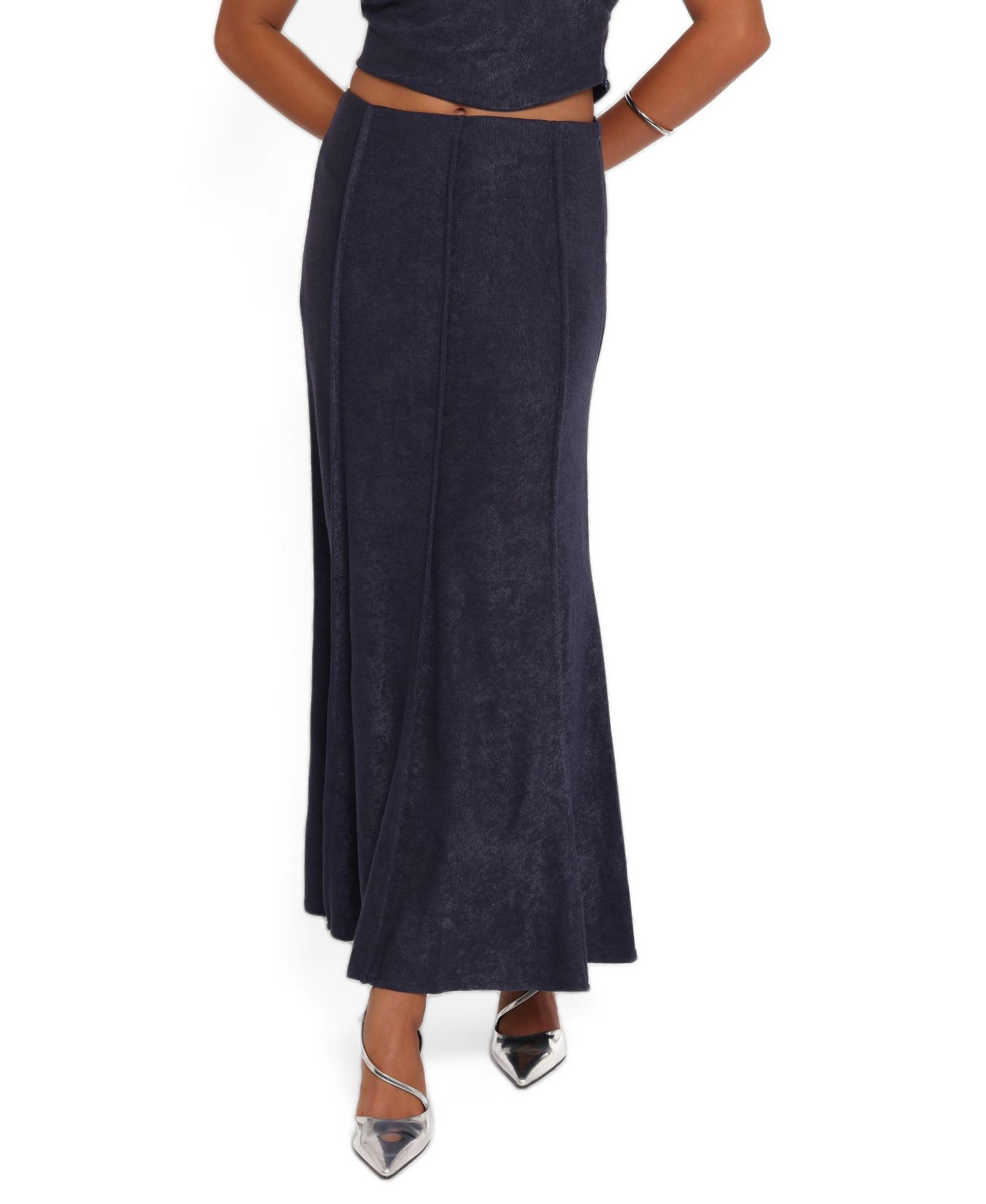 Женский комплект Petal and Pup Aria Boat-Neck Short-Sleeve Maxi Top and Skirt, 2-Piece Set, цвет: Джинсовый синий — фото 4