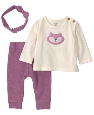 Baby Girls' Fox Long-Sleeve Top, Pants, and Headband, 3-Piece Set