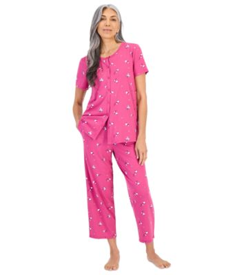 Women's 2-Piece Cotton Printed Cropped Pajama set