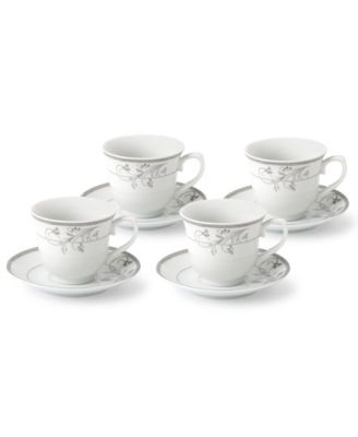 Floral 8 Piece 8oz Tea or Coffee Cup and Saucer Set, Service for 4