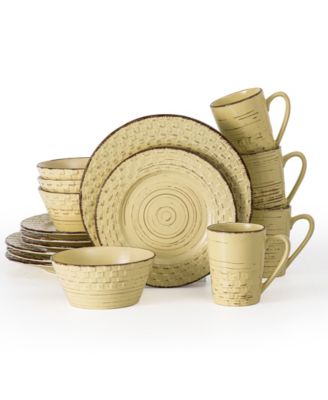 16 Piece Distressed Weave Dinnerware Set, Service for 4