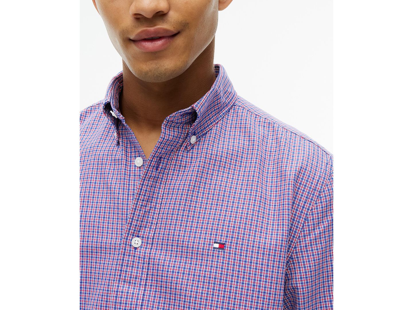 Мужская рубашка Tommy Hilfiger Heritage Oxford Tartan Long-Sleeve Regular-Fit, цвет: Красный / Клетчатый — фото 3