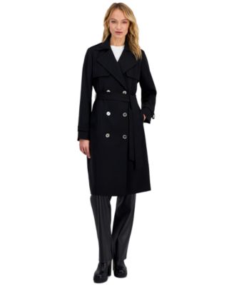 Michael Kors Petite Double-Breasted Belted Crepe Trench Coat