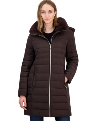 Women's Faux-Fur-Collar Hooded Packable Puffer Coat, Created for Macy's