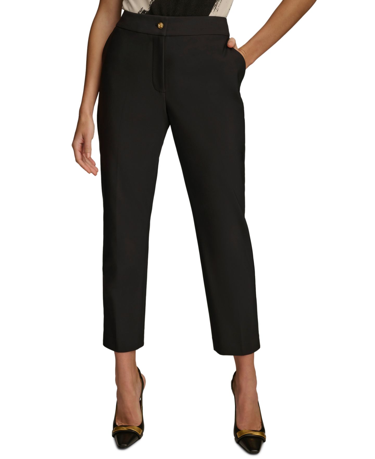 Женские брюки Donna Karan New York Slim-Leg Ankle Pants, Regular & Petite, цвет: Чёрный — фото 1