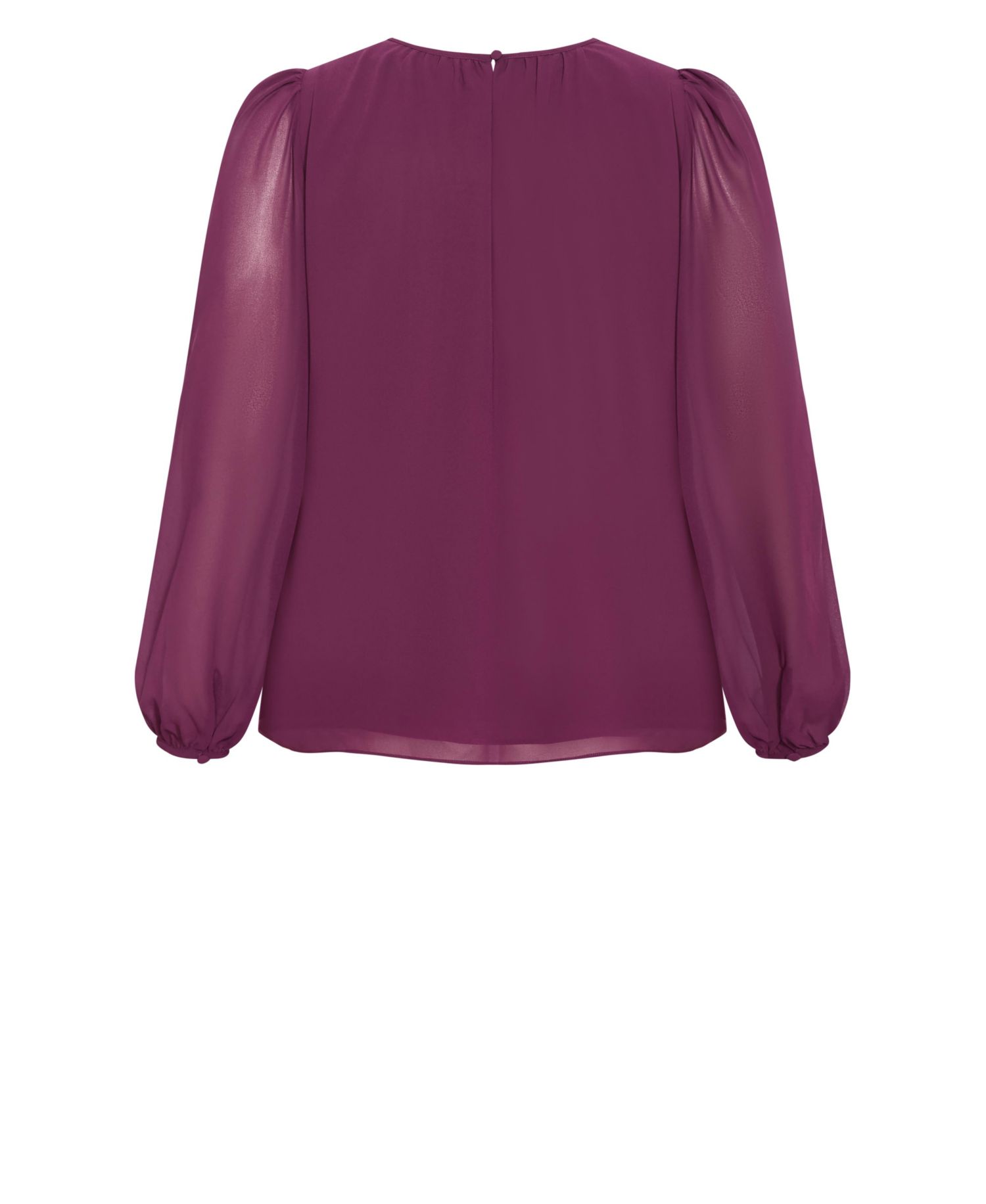 Plus Size Kelly Sheer-Sleeve Crewneck Blouse