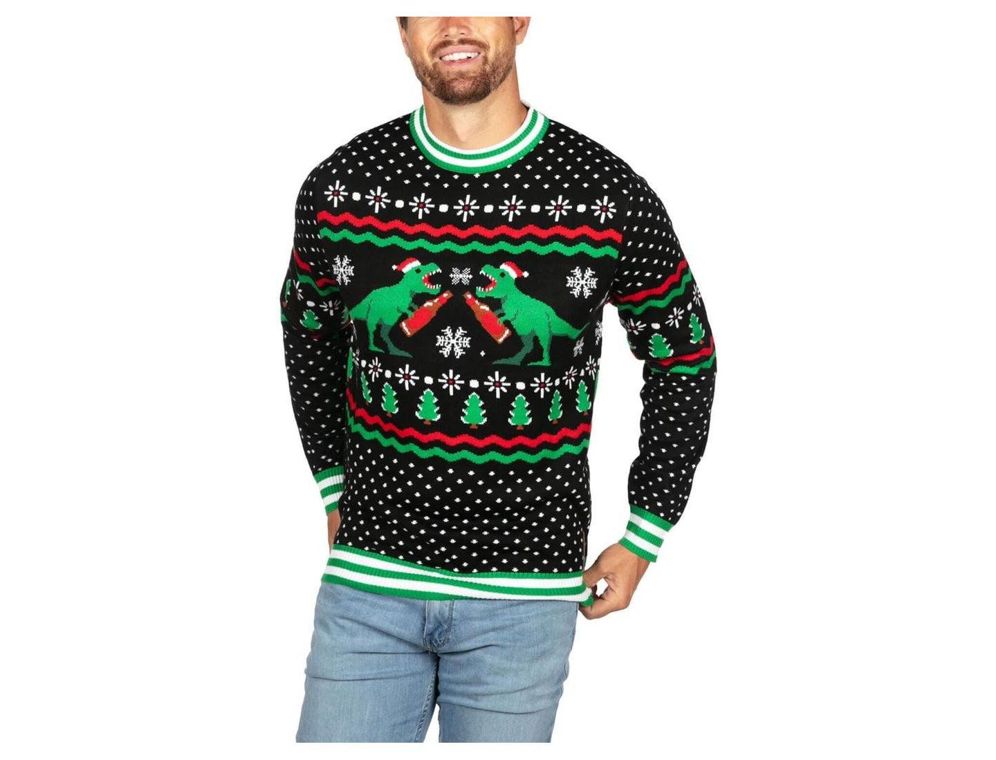 Мужской свитер Tipsy Elves Dino Mate Dinosaur-Themed Holiday Ugly Christmas — фото 1