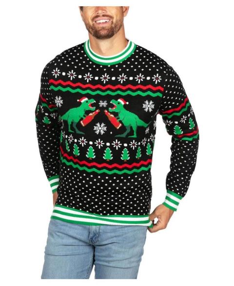 Мужской свитер Tipsy Elves Dino Mate Dinosaur-Themed Holiday Ugly Christmas