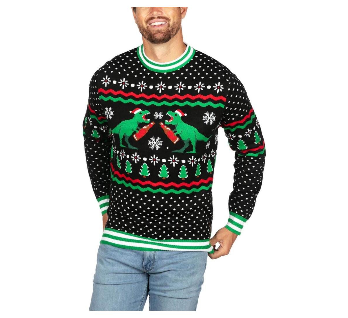 Tipsy Elves Men's Dino Mate Dinosaur-Themed Holiday Ugly Christmas Sweater