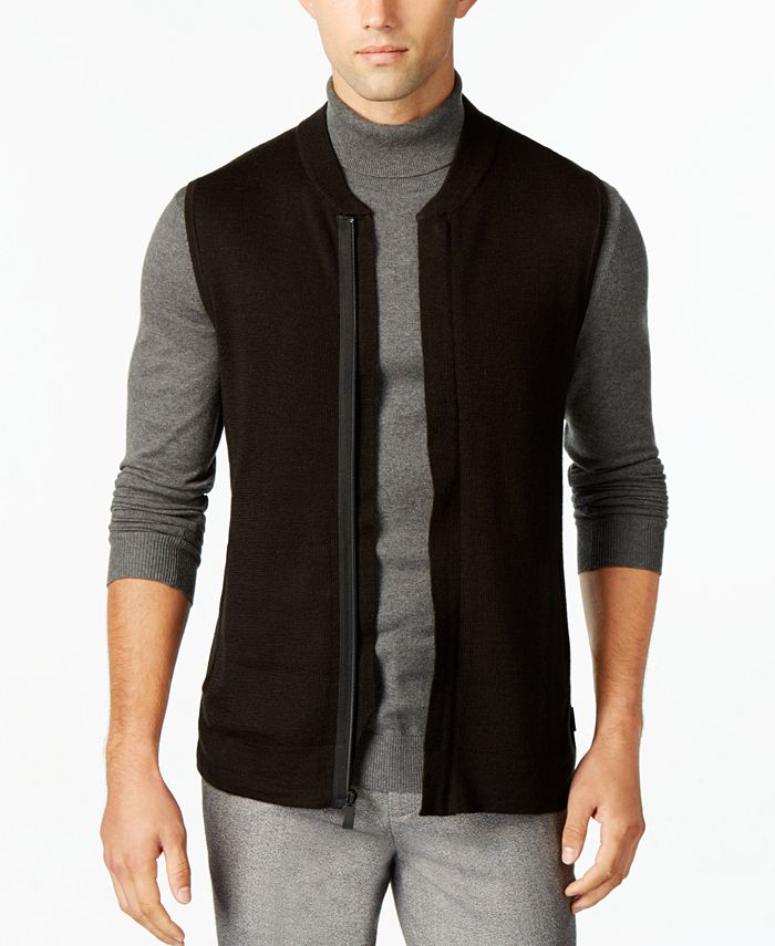 Calvin Klein Men's Zip-Front Sweater Vest & Reviews - Sweaters - Men -  Macy's