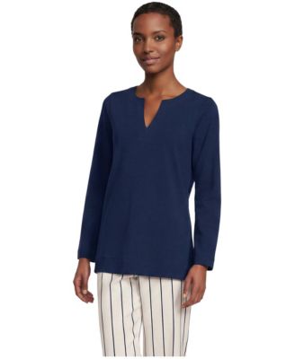 Women's Long Sleeve Polished Essentials Notch Neck Tunic Top