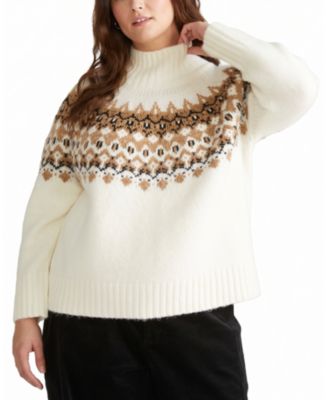 Plus Size Fair Isle Relaxed-Fit Turtleneck Sweater