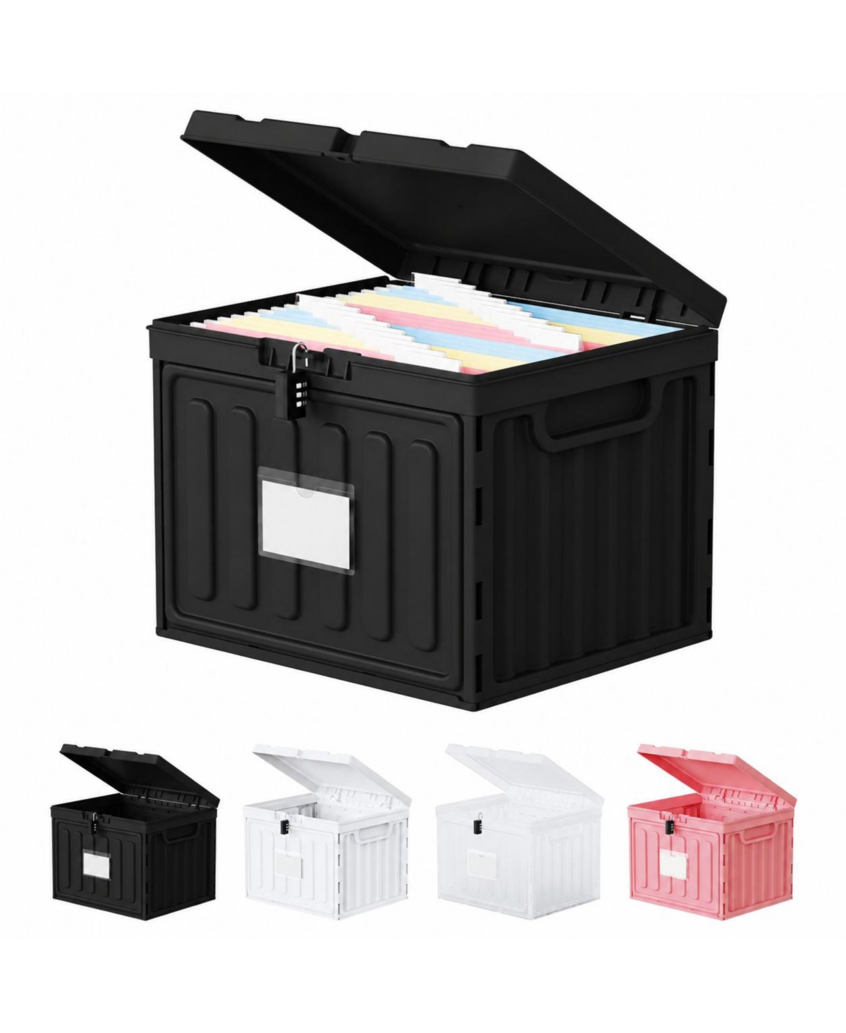 Danrong Stackable Letter Hanging File Storage Box with Lid Carry Handle Tool Free Assembly