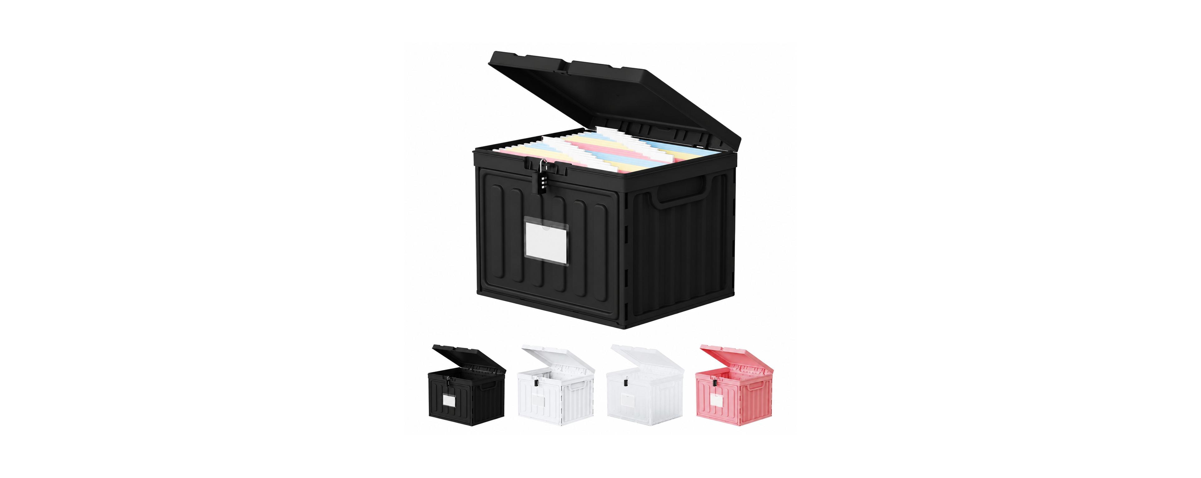 Danrong Stackable Letter Hanging File Storage Box with Lid Carry Handle Tool Free Assembly