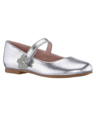 Big Girls' Meryl Round-Toe Flower Accent with Rhinestones Mary Jane Flats