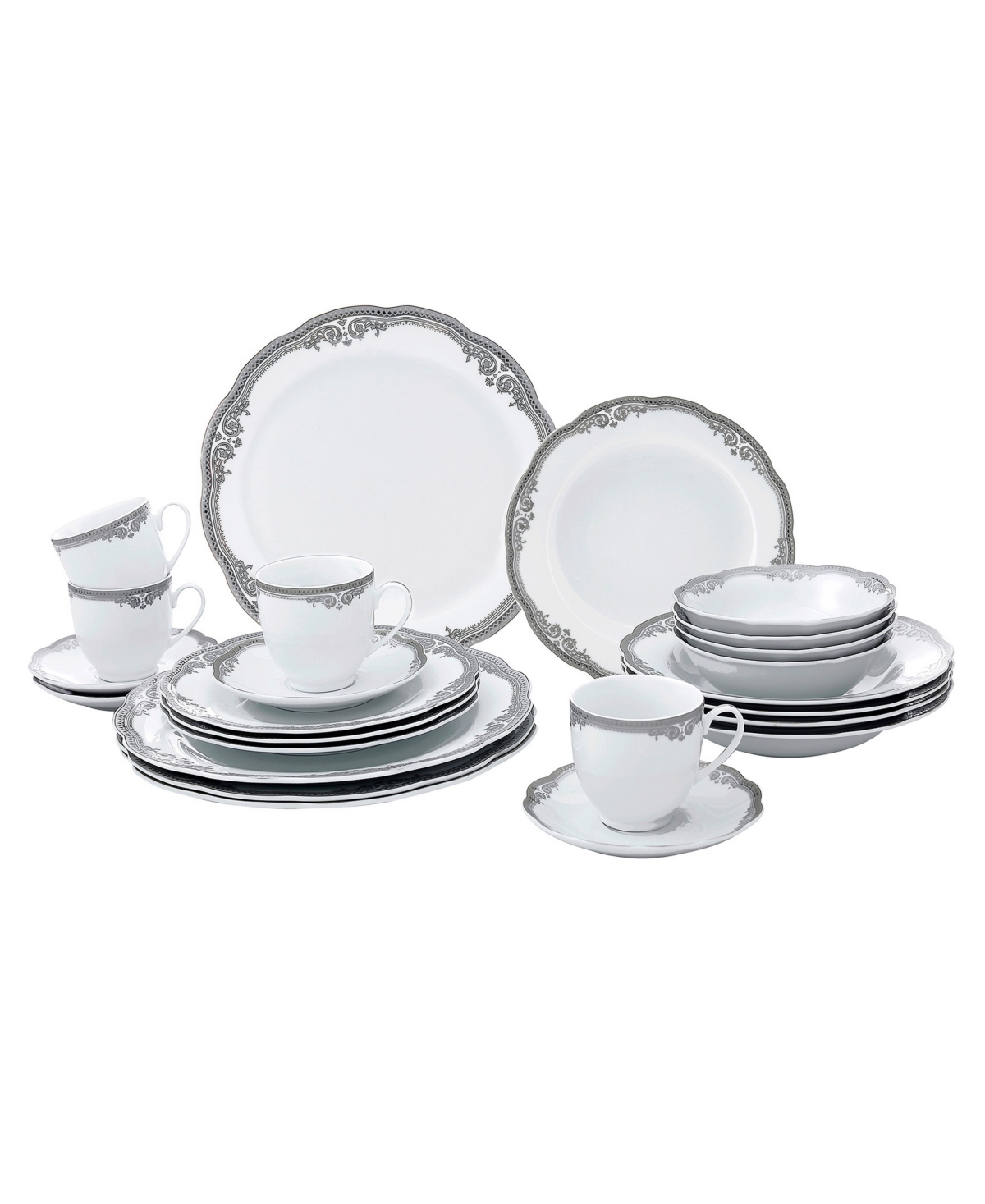 Lorren Home Trends Elizabeth 24-Pc. Dinnerware Set, Service for 4