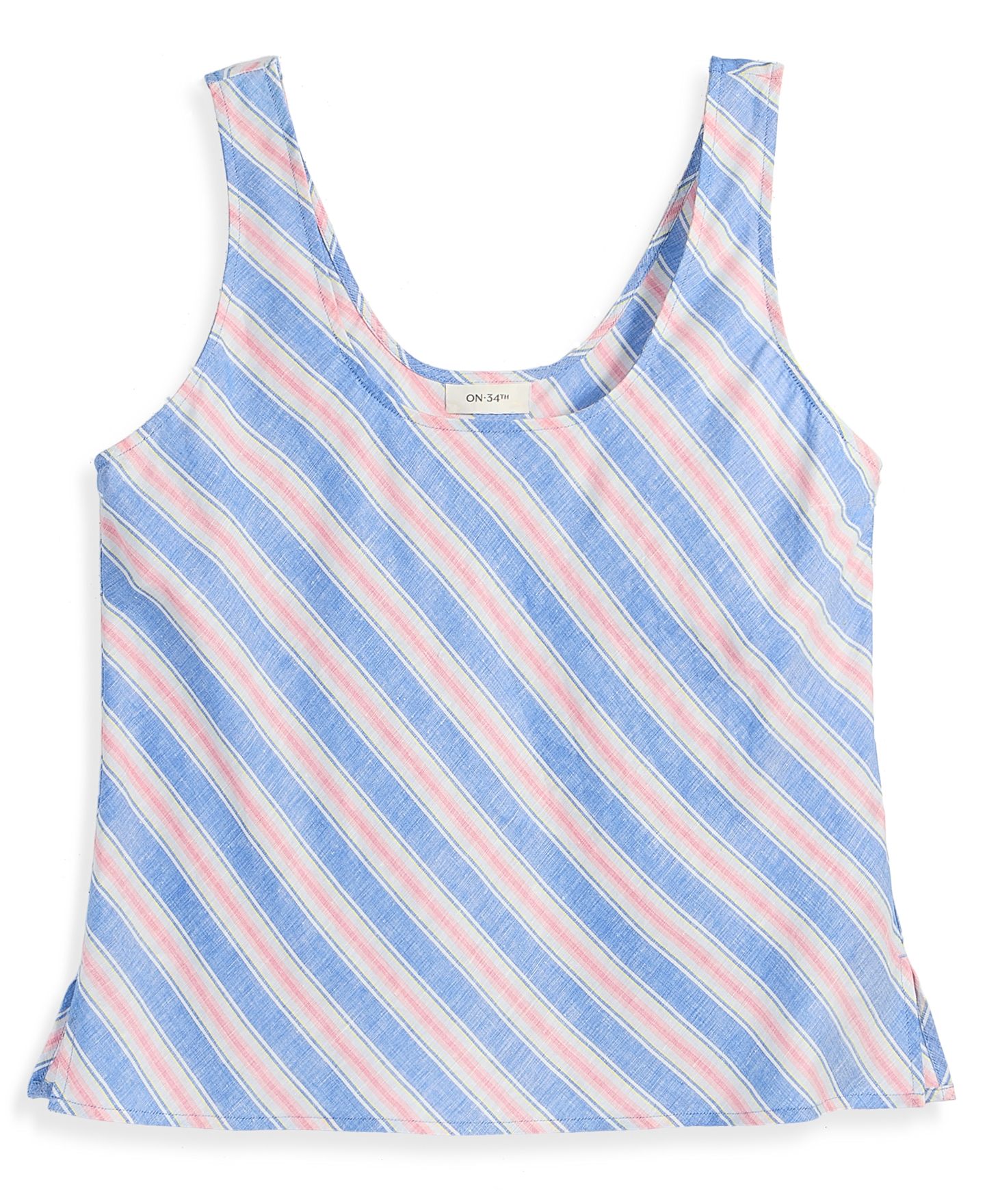 Женский топ On 34th Scoop Neck Linen-Blend, цвет: Синий разноцветный полосатый — фото 6