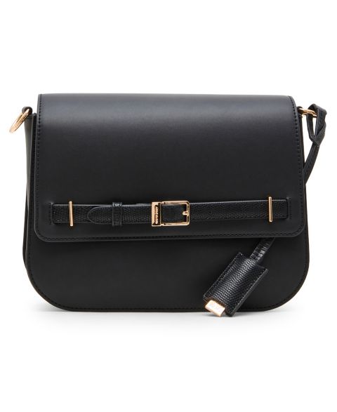 Маленькая сумка-саквояж Anne Klein Buckle через плечо, трансформер, цвет: Чёрный