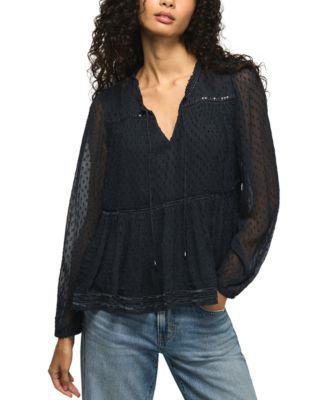 Women's Long-Sleeve V-Neck Lace Top