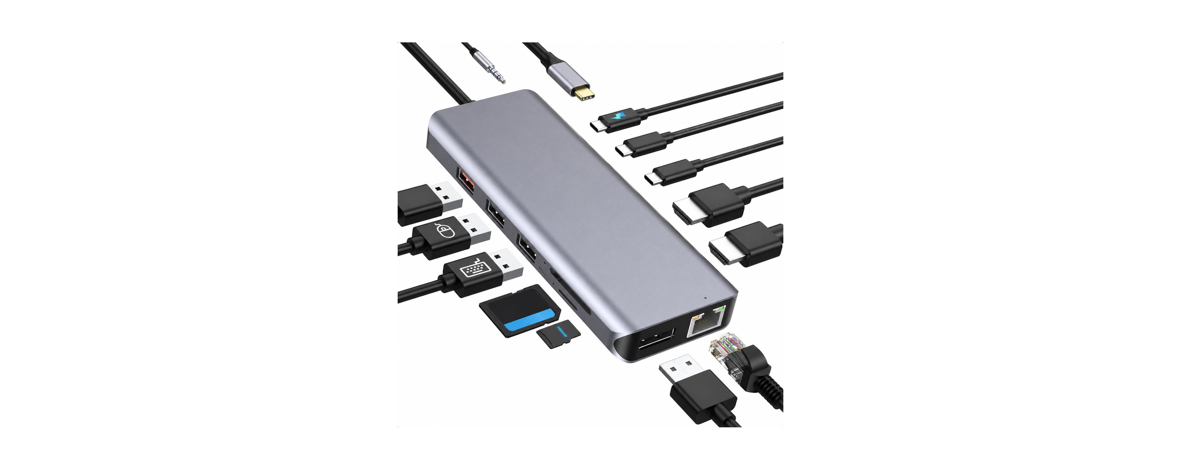 Lofree Usb C Docking Station Dual Hdmi 4K Monitor Adapter Hub