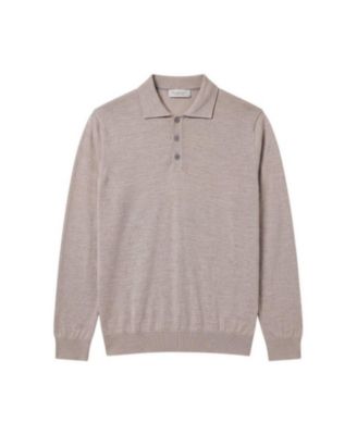 Men's Merino Wool Polo Long-Sleeve Sweater