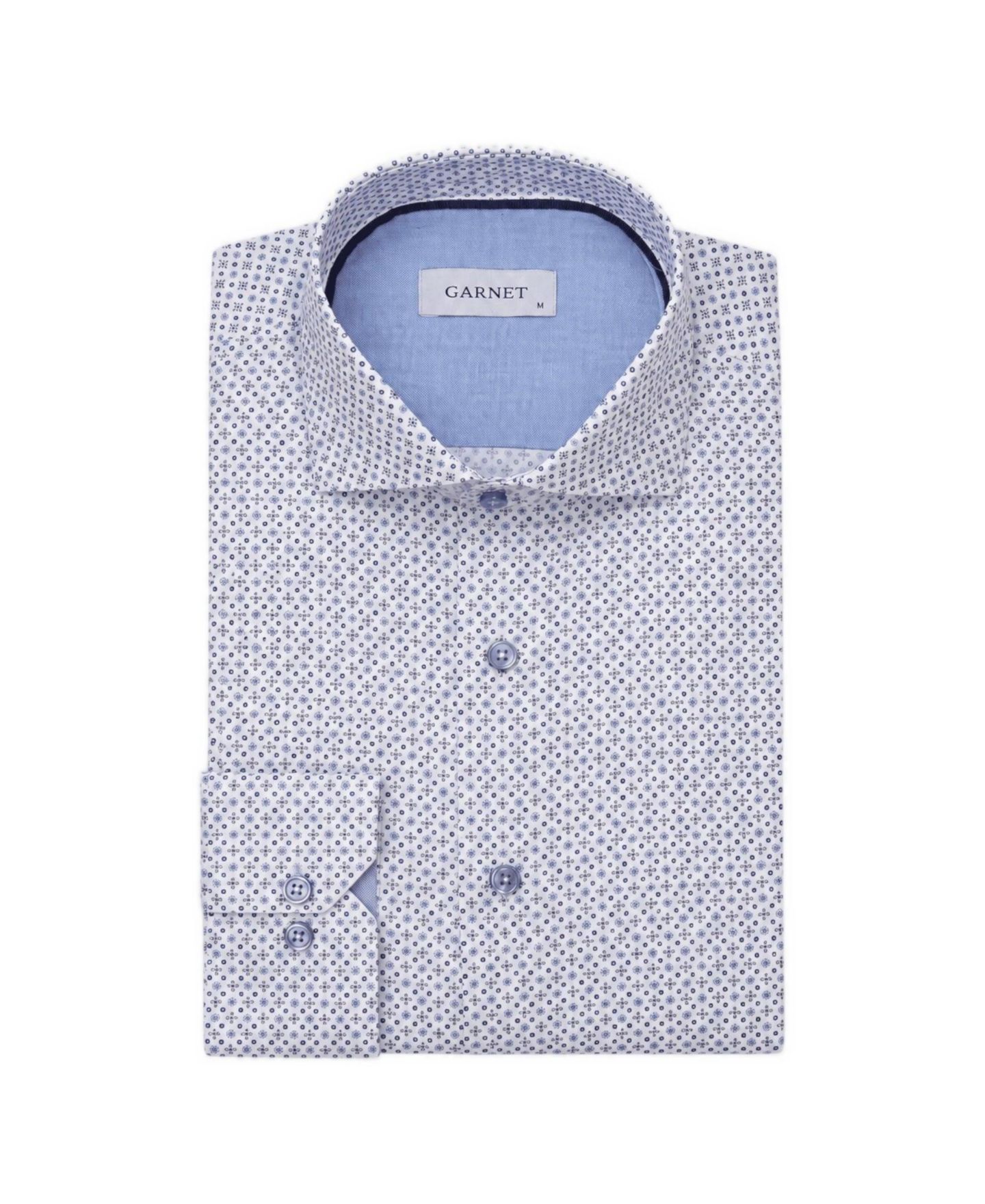 Мужская рубашка Garnet Regular-Fit Spread-Collar Print Long-Sleeve Button-Down, цвет: Lake — фото 1