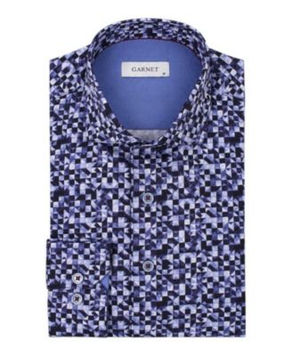 Men's Spread Collar Floral-Print Long-Sleeve Button-Down Shirt