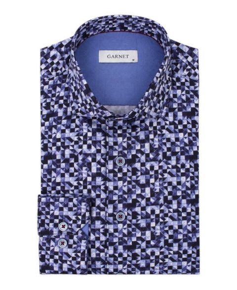 Мужская рубашка Garnet Spread Collar Floral-Print Long-Sleeve Button-Down, цвет: Королевский синий