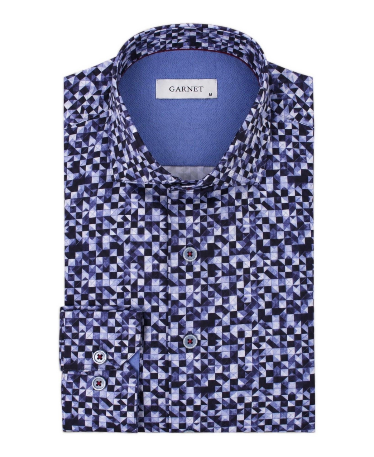 Garnet Men's Spread Collar Floral-Print Long-Sleeve Button-Down Shirt