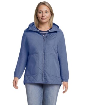 Plus Size High Pile Quilted Mixed Media Parka