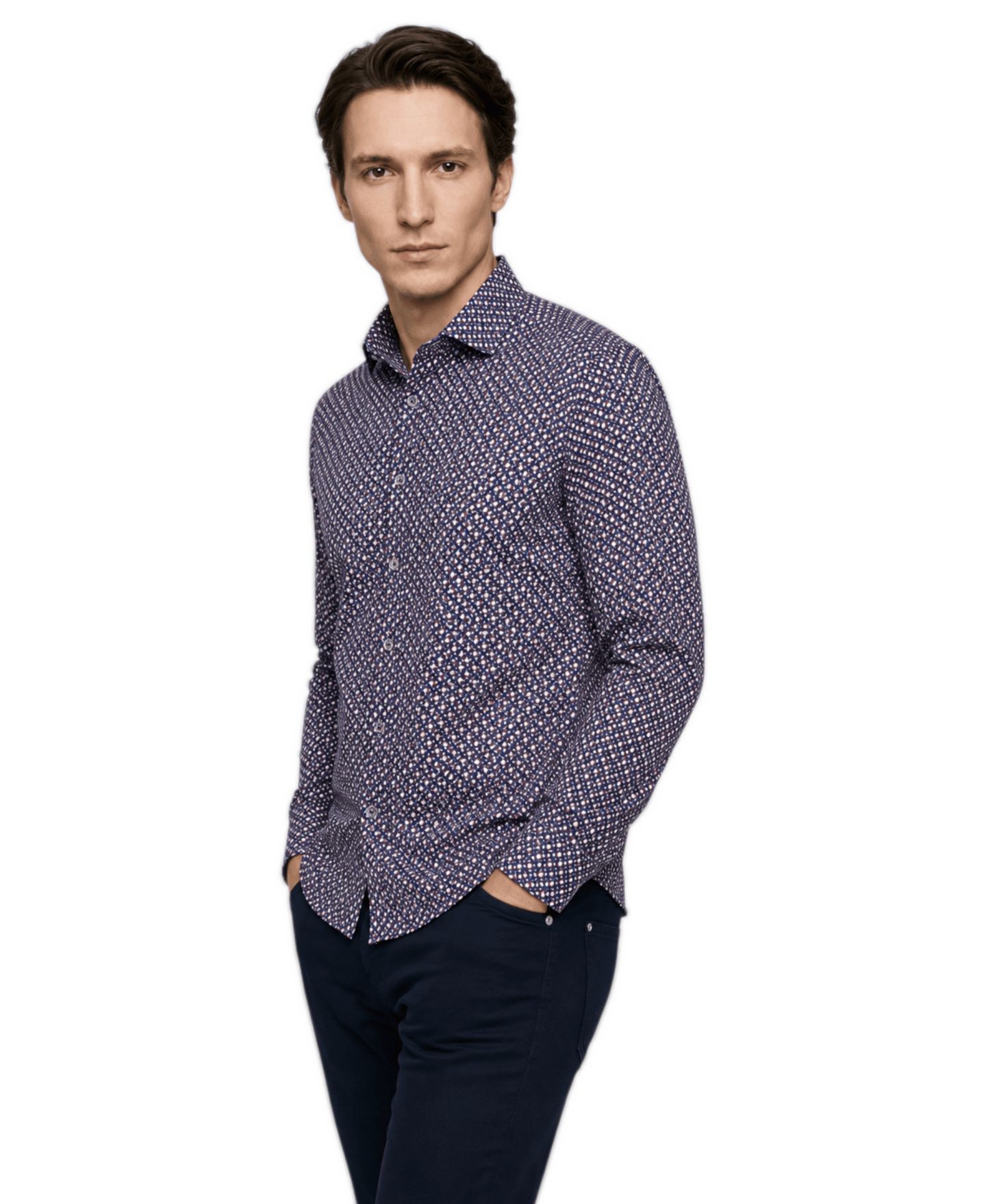 Мужская рубашка Garnet Regular-Fit Print Long-Sleeve Button-Down, цвет: Кофейный — фото 4