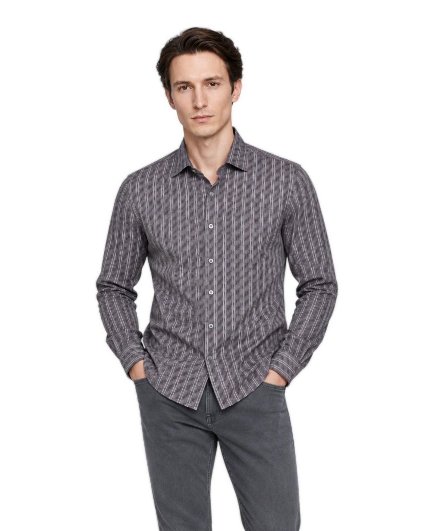Мужская рубашка Garnet Striped Long-Sleeve, цвет: Угольный — фото 2