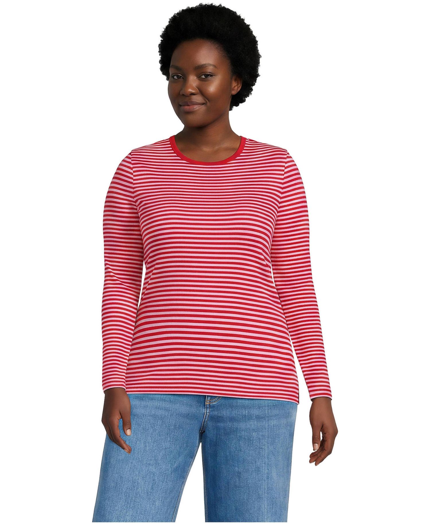 Plus Size Long Sleeve Micro Rib T-Shirt
