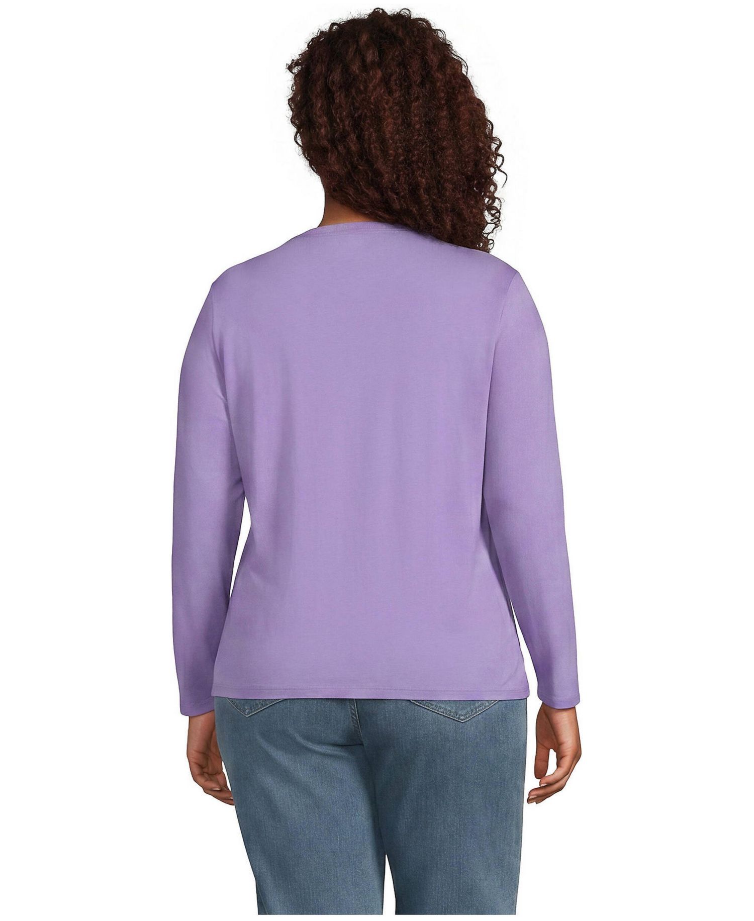 Plus Size Supima Cotton Long Sleeve V-Neck T-Shirt