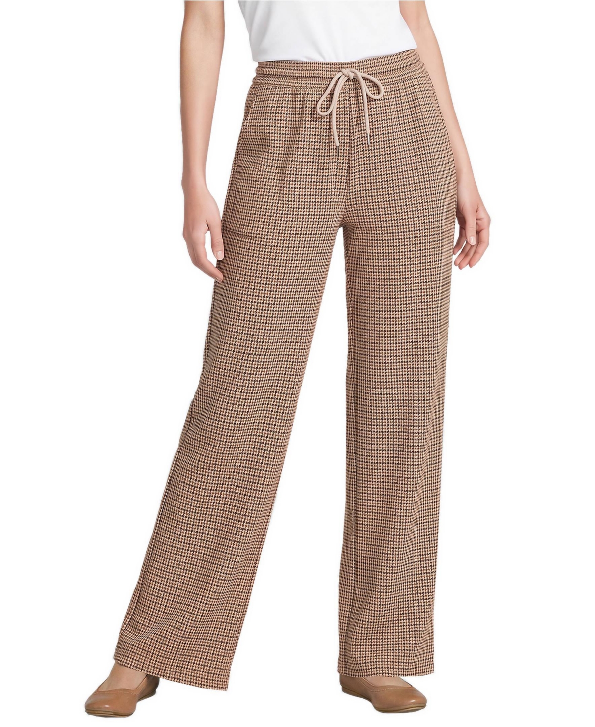 Lands' End Women's Sport Knit Jacquard High Rise Relaxed Straight Leg Pants