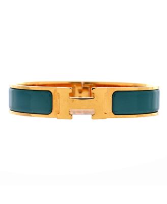 Pre-Owned Herm&eacute;s Women's Gold-Tone Enamel Clic H Bracelet