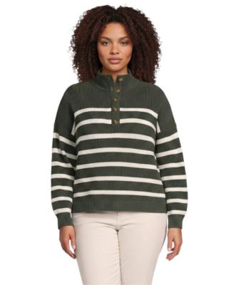 Plus Size Cotton Button Up Henley Sweater