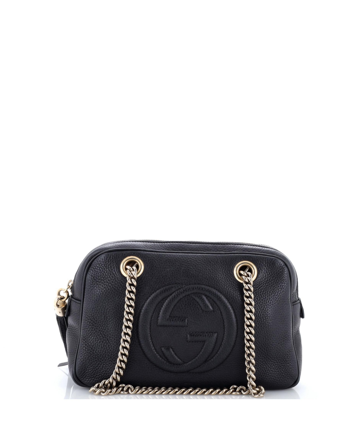Pre-Owned Gucci Small Soho Chain Zip Shoulder Bag Leather - Black