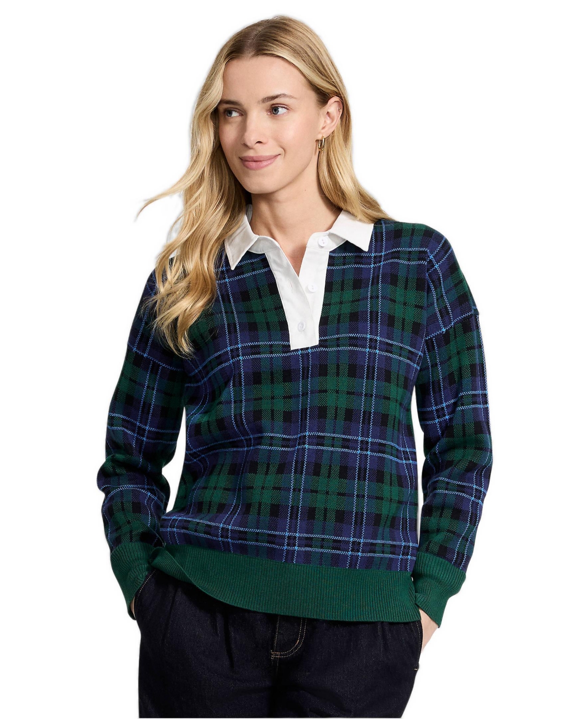 Lands' End Women's Drifter Jacquard Rugby Sweater