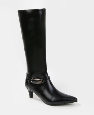 Margot  Pointed Toe Kitten Heel Knee-High Boots