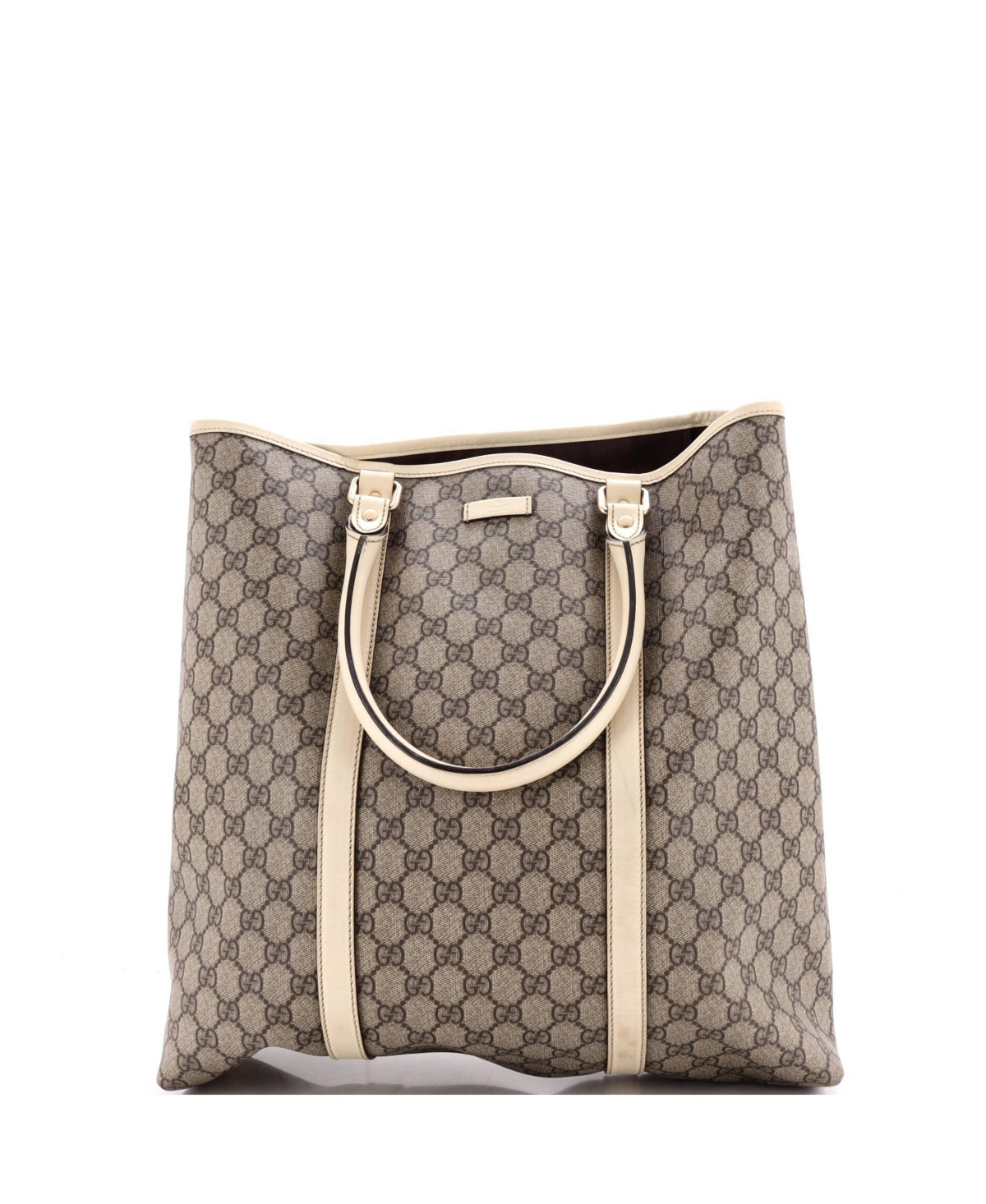 Pre-Owned Gucci Large Joy Tote Gg Coated Canvas with Leather - Natural