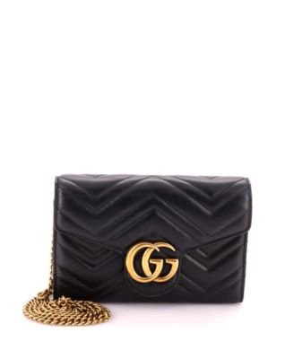 Mini GG Marmont Matelass&eacute; Leather Chain Wallet