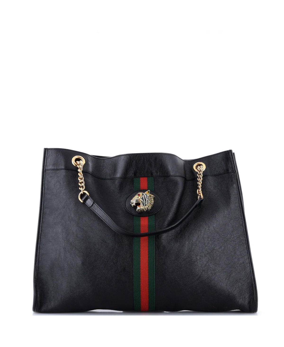 Pre-Owned Gucci Large Rajah Chain Tote Leather - Black