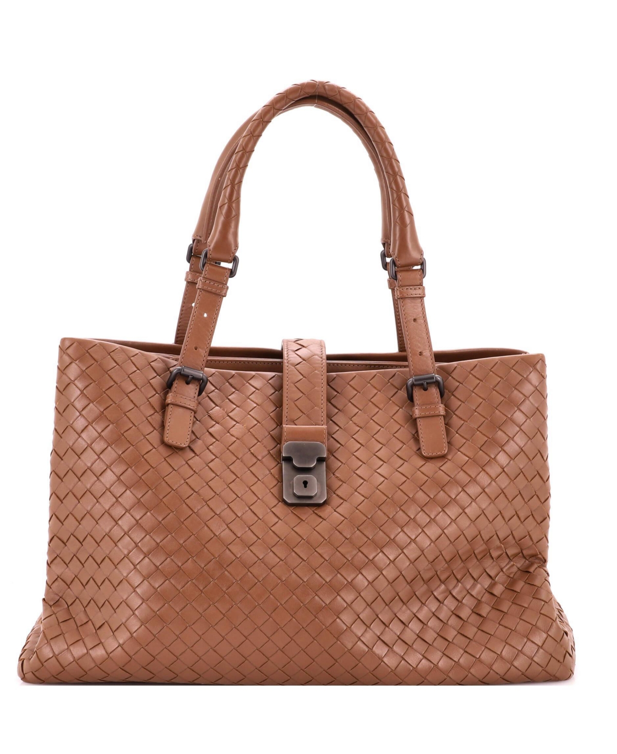 Pre-Owned Bottega Veneta Medium Roma Bag Intrecciato Nappa - Brown