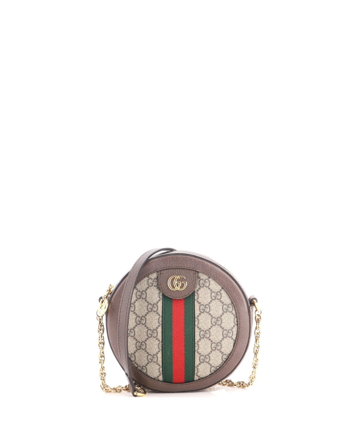 Pre-Owned Gucci Mini Ophidia Round Shoulder Bag Gg Coated Canvas - Brown